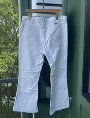 VTG White Wrangler Bell Bottom Wide Leg Flare Denim Sailor Trousers Pants 37x28