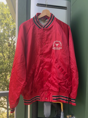 70s Vintage Grand National Cow Palace Rodeo Red Satin Bomber Size XL
