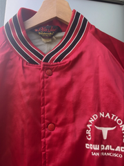 70s Vintage Grand National Cow Palace Rodeo Red Satin Bomber Size XL