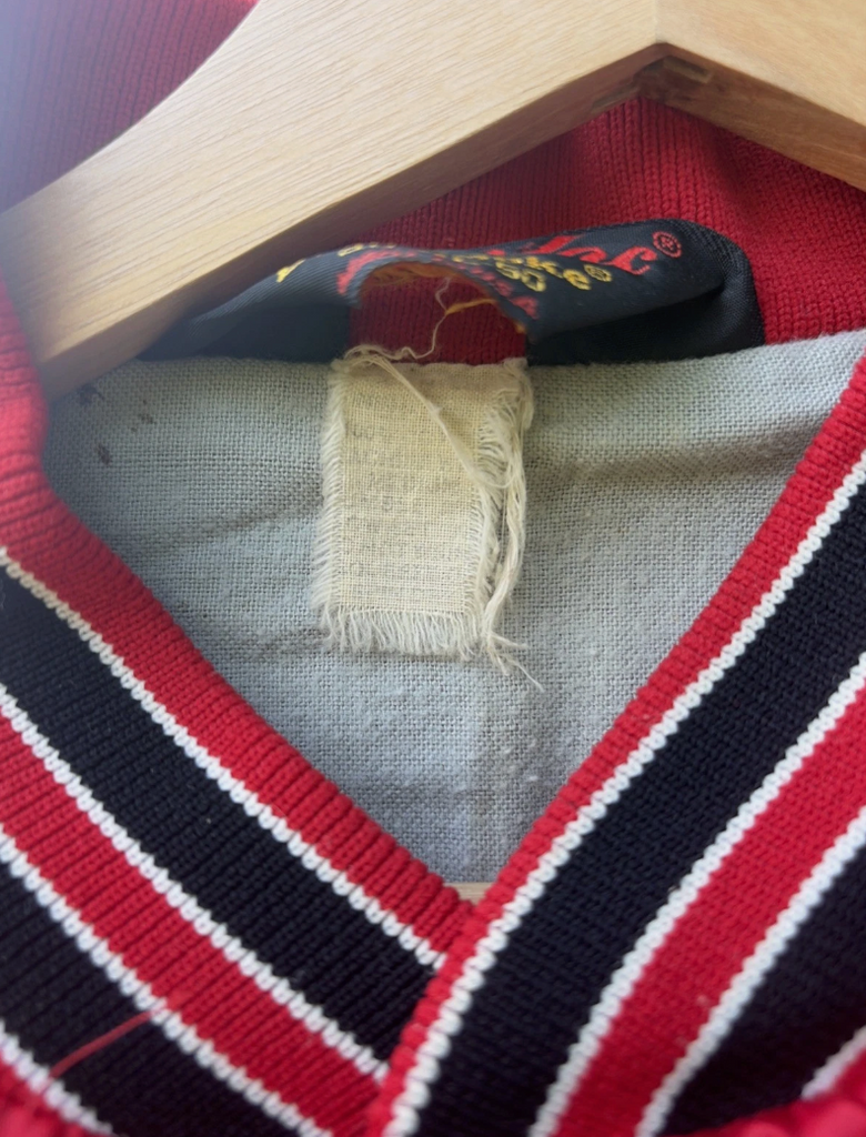 70s Vintage Grand National Cow Palace Rodeo Red Satin Bomber Size XL