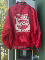 70s Vintage Grand National Cow Palace Rodeo Red Satin Bomber Size XL