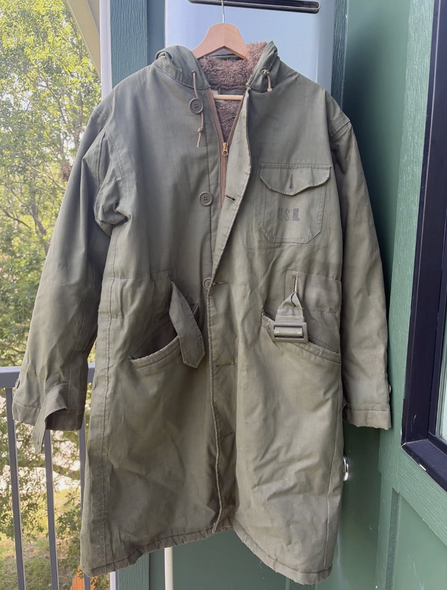Vintage 40's WW2 Military Navy N1 Deck Parka Coat Men's Med 40 Alpaca Lined USN