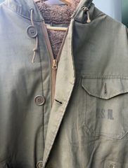 Vintage 40's WW2 Military Navy N1 Deck Parka Coat Men's Med 40 Alpaca Lined USN