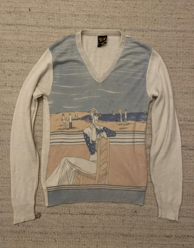 Vintage 70s 80s HANDS OFF Beach Day Acrylic Top Size M