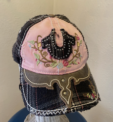 Y2K True Religion Distressed Pink & Plaid Adjustable Ball Cap Hat