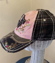 Y2K True Religion Distressed Pink & Plaid Adjustable Ball Cap Hat
