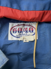 VTG Patchwork Sierra Jacket Mens Small Blue 60/40 Parka Hooded Made USA 70s