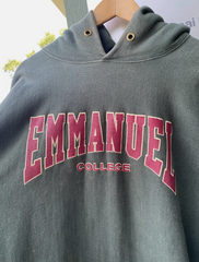 VTG 90s Emmanuel College Green Champion Reverse Weave Hoodie Sweatshirt Sz XXL