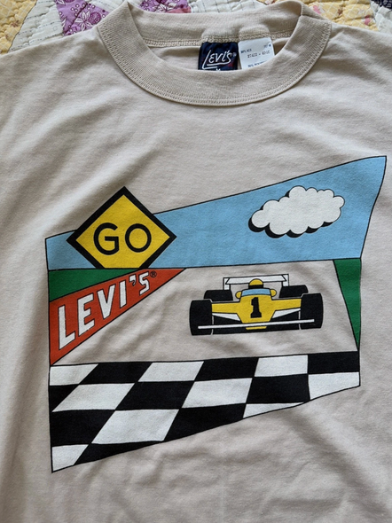 Vintage 1980s Levi's "Go LEVI'S" Racecar T- Shirt  Sz M