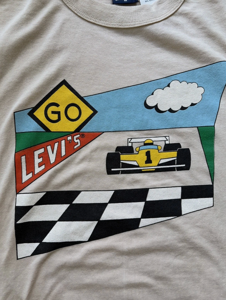 Vintage 1980s Levi's "Go LEVI'S" Racecar T- Shirt  Sz M