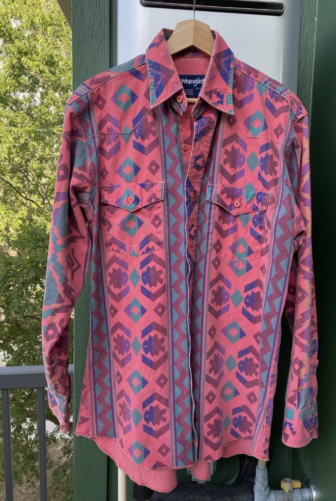 Vintage Wrangler BrushPopper Shirt Aztec Patterns (M/L)
