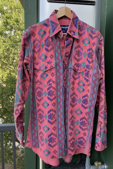 Vintage Wrangler BrushPopper Shirt Aztec Patterns (M/L)