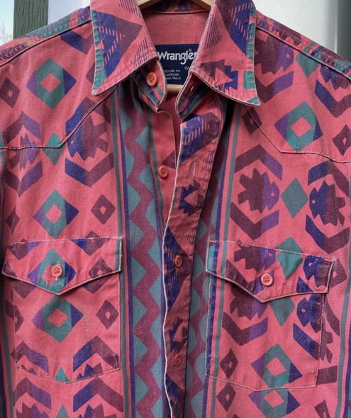 Vintage Wrangler BrushPopper Shirt Aztec Patterns (M/L)