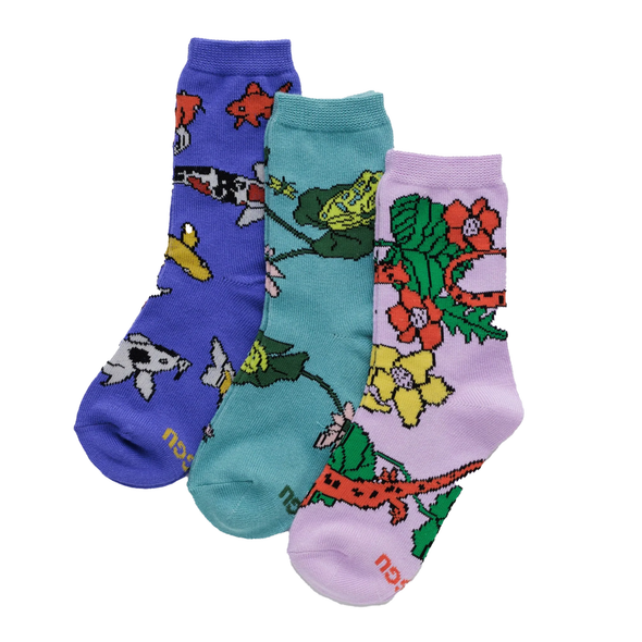 Baggu Kids Crew Socks Set of 3 3-4Y - Pond Friends
