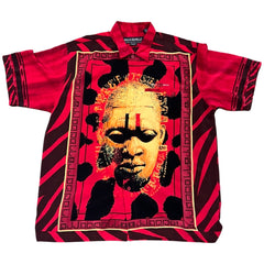 Vintage Y2K Todd Buchanan Pele Pele African Mask Button Down Shirt (XL)