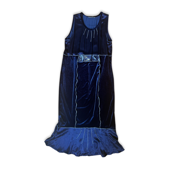 Vintage Velvet Patchwork Maxi Dress