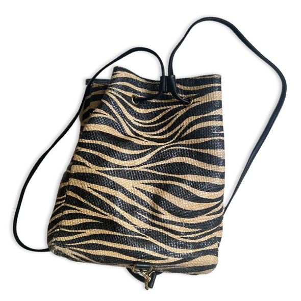 Vintage 90s Zebra Bucket Backpack