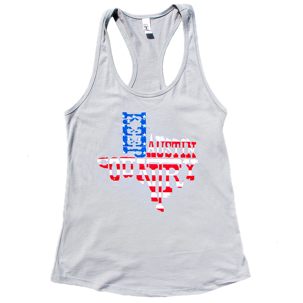 Keep Austin Country - Red, White, and Blue Texas - Light Grey Women's Tank