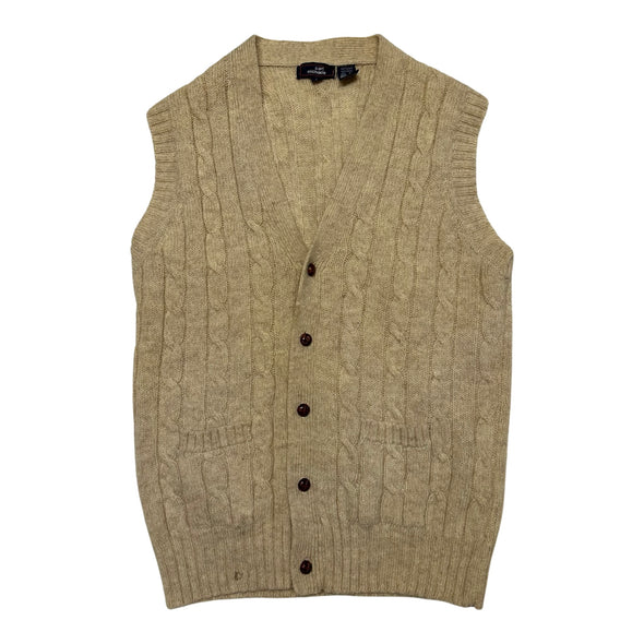 Vintage Oatmeal Sweater Vest Cardigan (M)