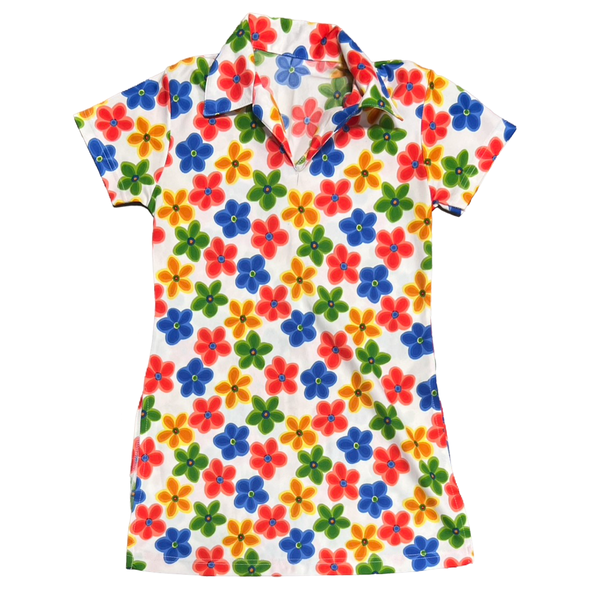 70's Flower Power Tunic w/ Side Slits