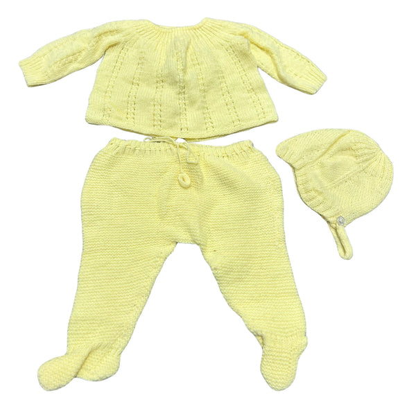 Vintage Kid's Yellow Knit 3-Piece Set (Newborn)