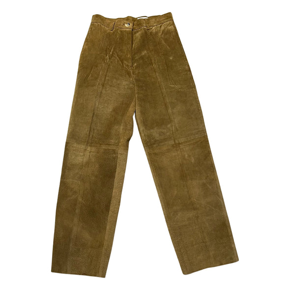 Vintage Camel Pleated Suede Pants (26)