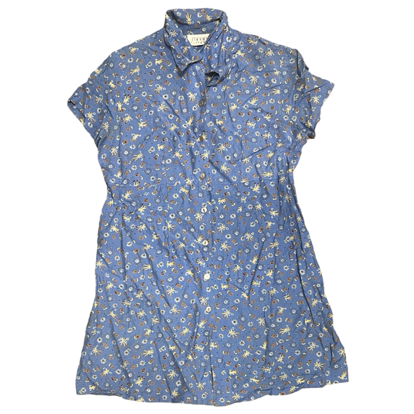 90's Blue Floral Button Up Dress