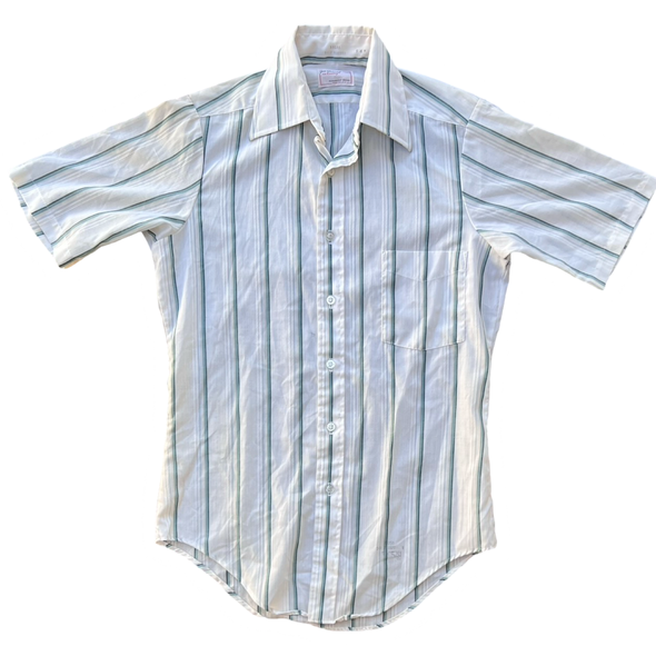 70's Striped Short Sleeve Button- Up Shirt (S)