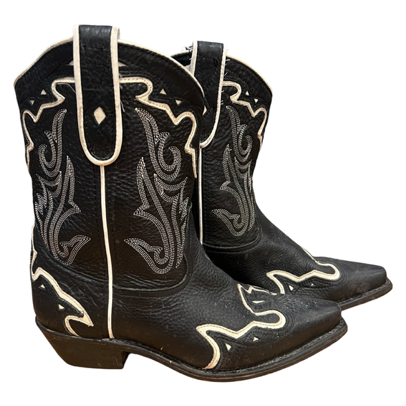 Black and White Leather Cowboy Boots (7.5)