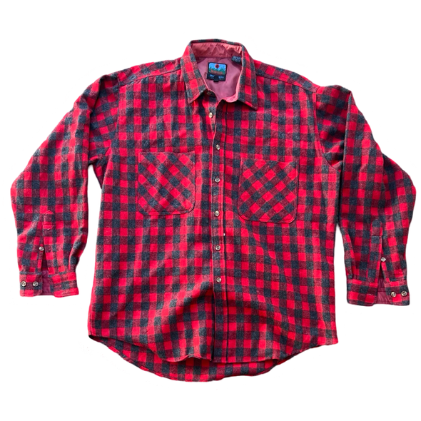 Vintage Buffalo Check Wool Shirt (XL)