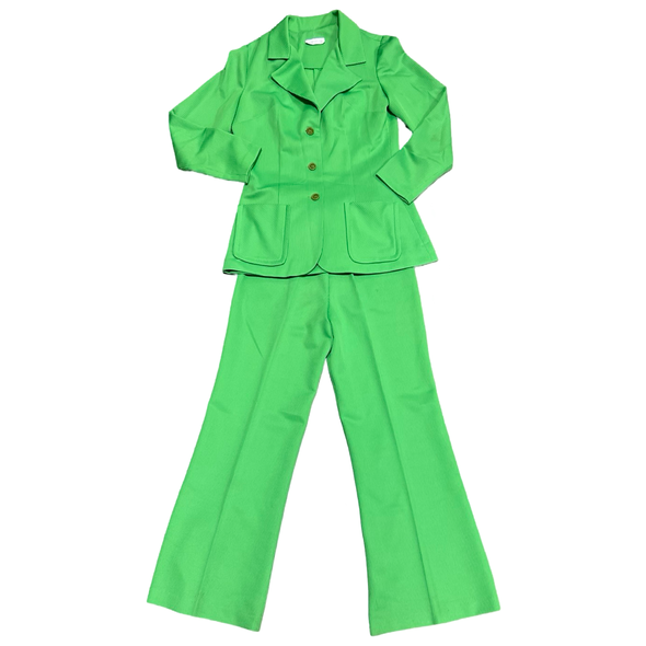 1970's Lime Green Poly Suit