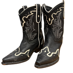 Black and White Leather Cowboy Boots (7.5)