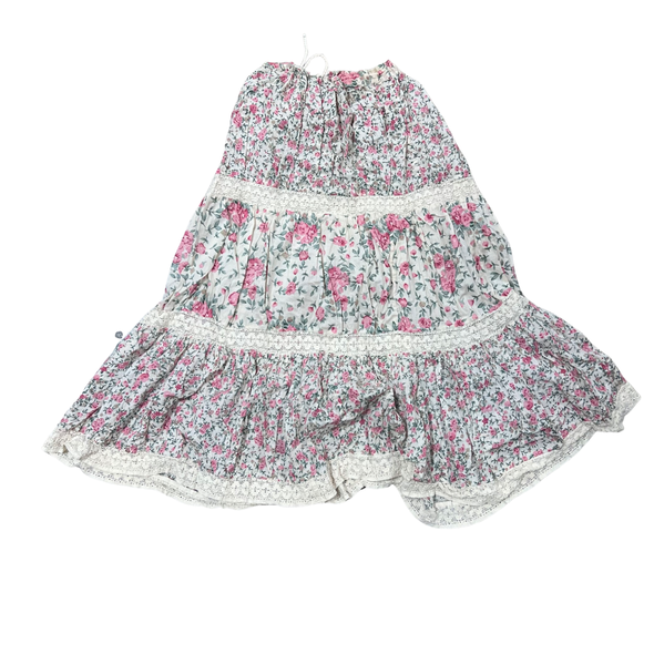 Vintage 90's Bonjour Indian Cotton Floral Maxi Skirt (M)