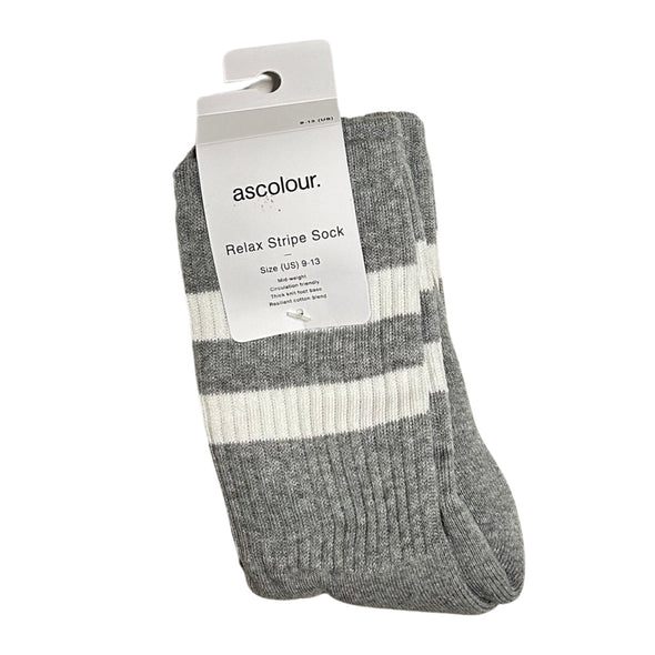 Relax Stripe Socks 2 Pack - Grey with White Stripes