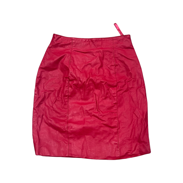 Vintage 80's Red Leather Skirt (S)
