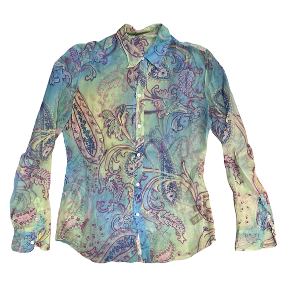 Y2K Sheer Paisley Blouse