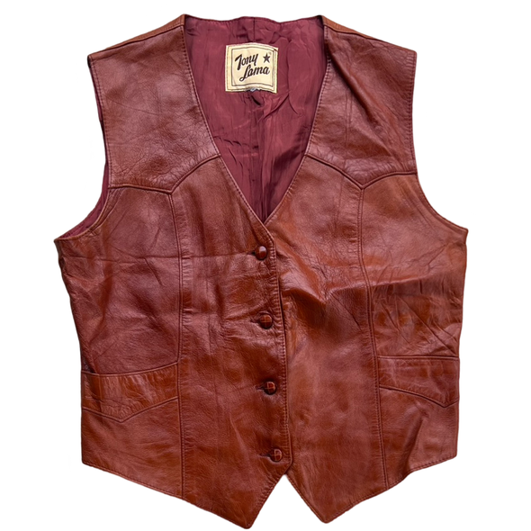 70's Tony Lama Brown Leather Vest (S)