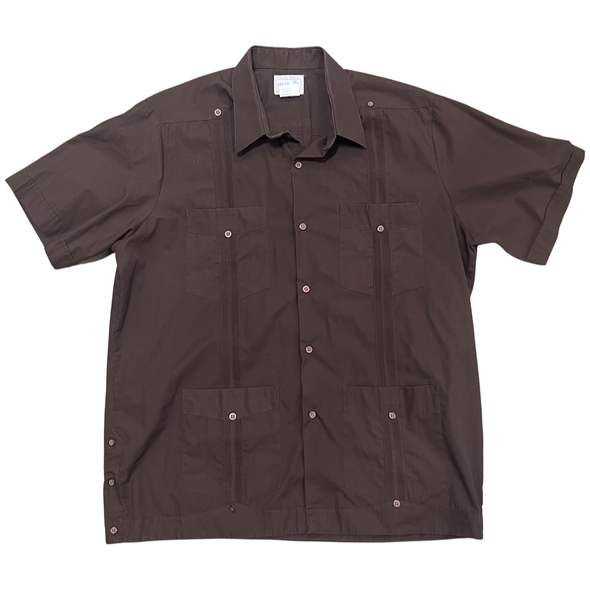 Vintage Brown Button Down Cabana Shirt (XL)
