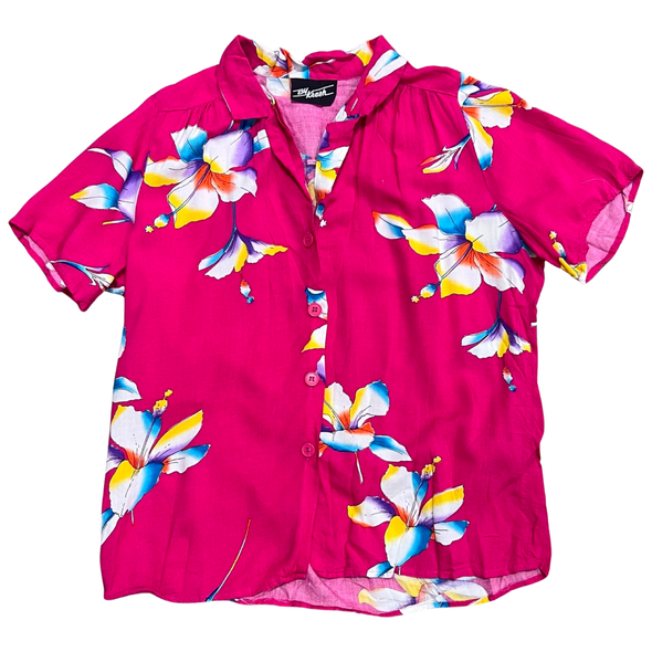 Vintage 90's Ladies Pink Hawaiian Shirt (S)
