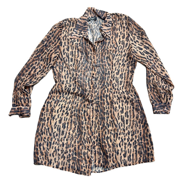 Vintage Sheer Leopard Button-Up (L)
