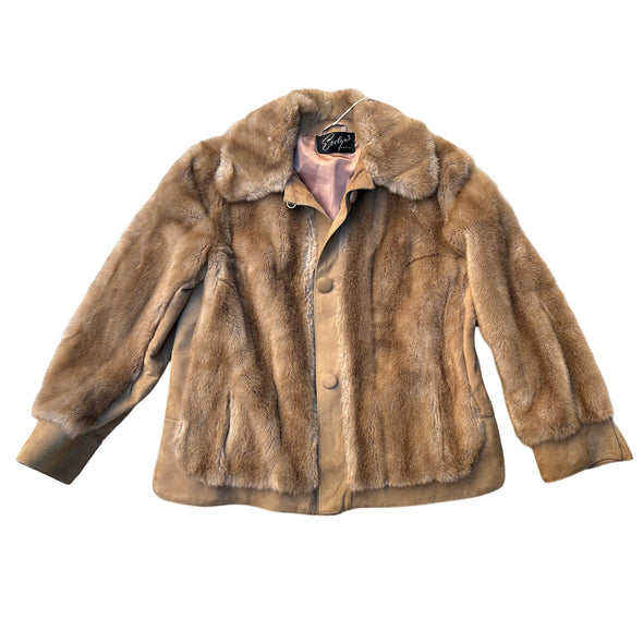 Vintage Faux Fur & Suede Trim Jacket (L)