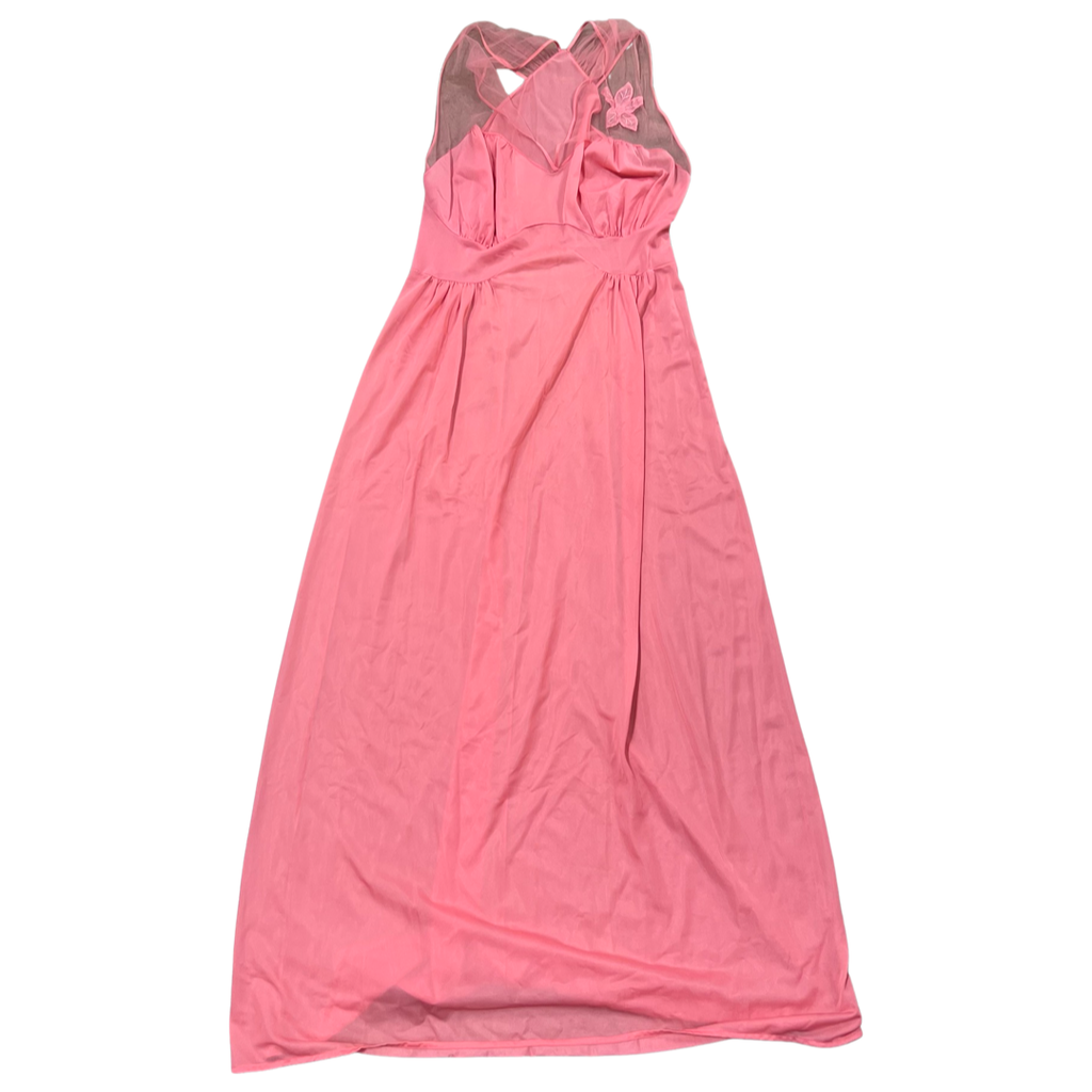 Vintage Satin and Sheer Pink Maxi Slip Dress (M)