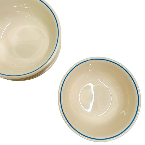 Vintage Cornflower Blue Diner-Style Ceramic Corelle Bowls (Set of 7)