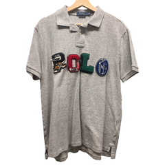 Vintage Polo Heather Grey Letterman Spellout Knit Polo (L)