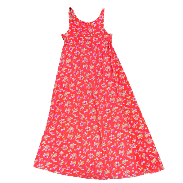 70's Floral Poly Maxi Strapless Keyhole Dress