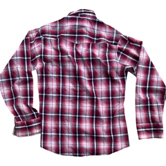 70's Red Plaid Pearl Snap Shirt (S)