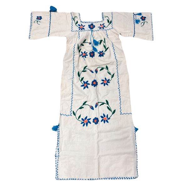 Vintage 70's Cotton Embroidered Peasant Maxi Dress (S/M)