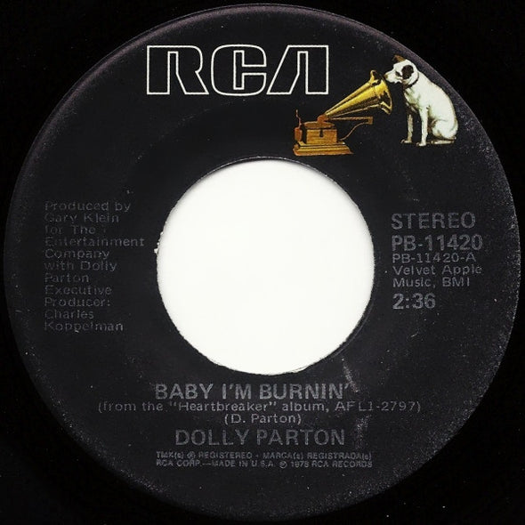 Dolly Parton : Baby I'm Burnin' (7", Single)
