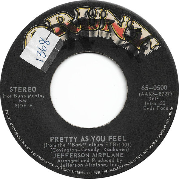 Jefferson Airplane : Pretty As You Feel / Wild Turkey (7", Single)