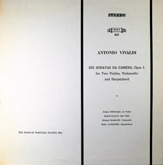 Antonio Vivaldi / Zlatko Topolski, Rudolf Kalup, Richard Harand, Hilde Langfort : Six Sonatas Da Camera, Opus I, For Two Violins, Violoncello And Harpsichord (LP)